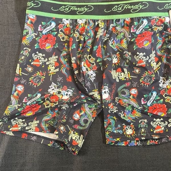 Brand New Ed Hardy Men's Tattoo Print Boxer Briefs Size Large