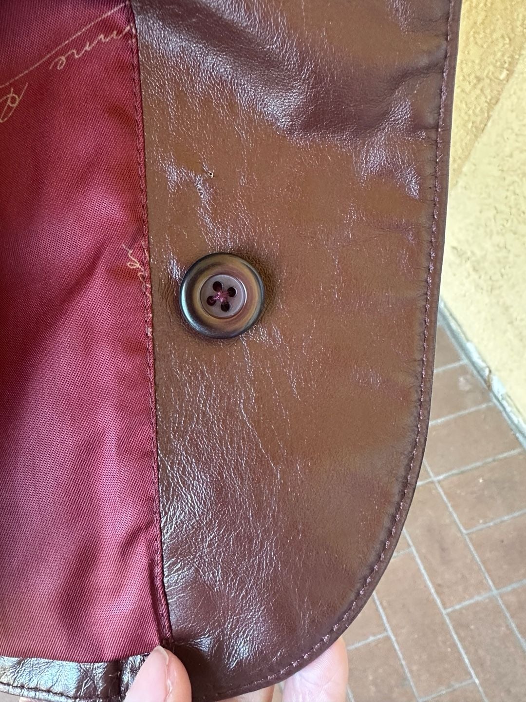 Etienne Aigner Vintage Burgundy Leather Blazer Jacket with Gold Logo Hardware 13