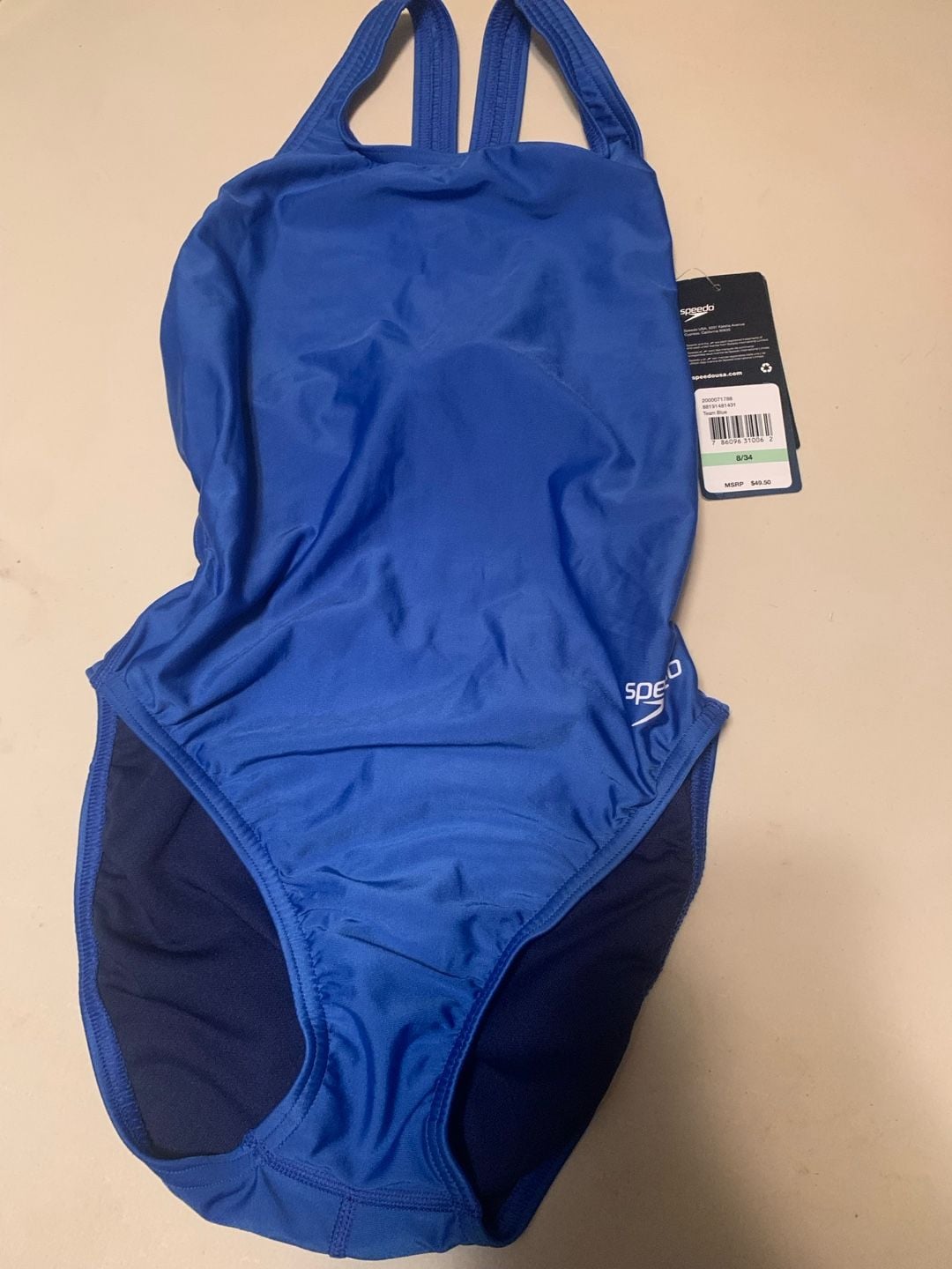 Speedo Women's Team Blue One-Piece Training Swimsuit Size 8/34 1