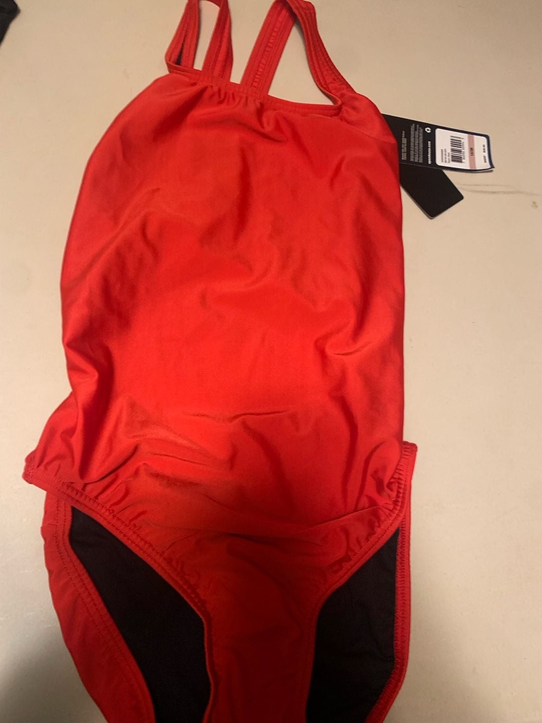 Speedo Girls' Solid Flyback One Piece Swimsuit Red Size 14/30 2