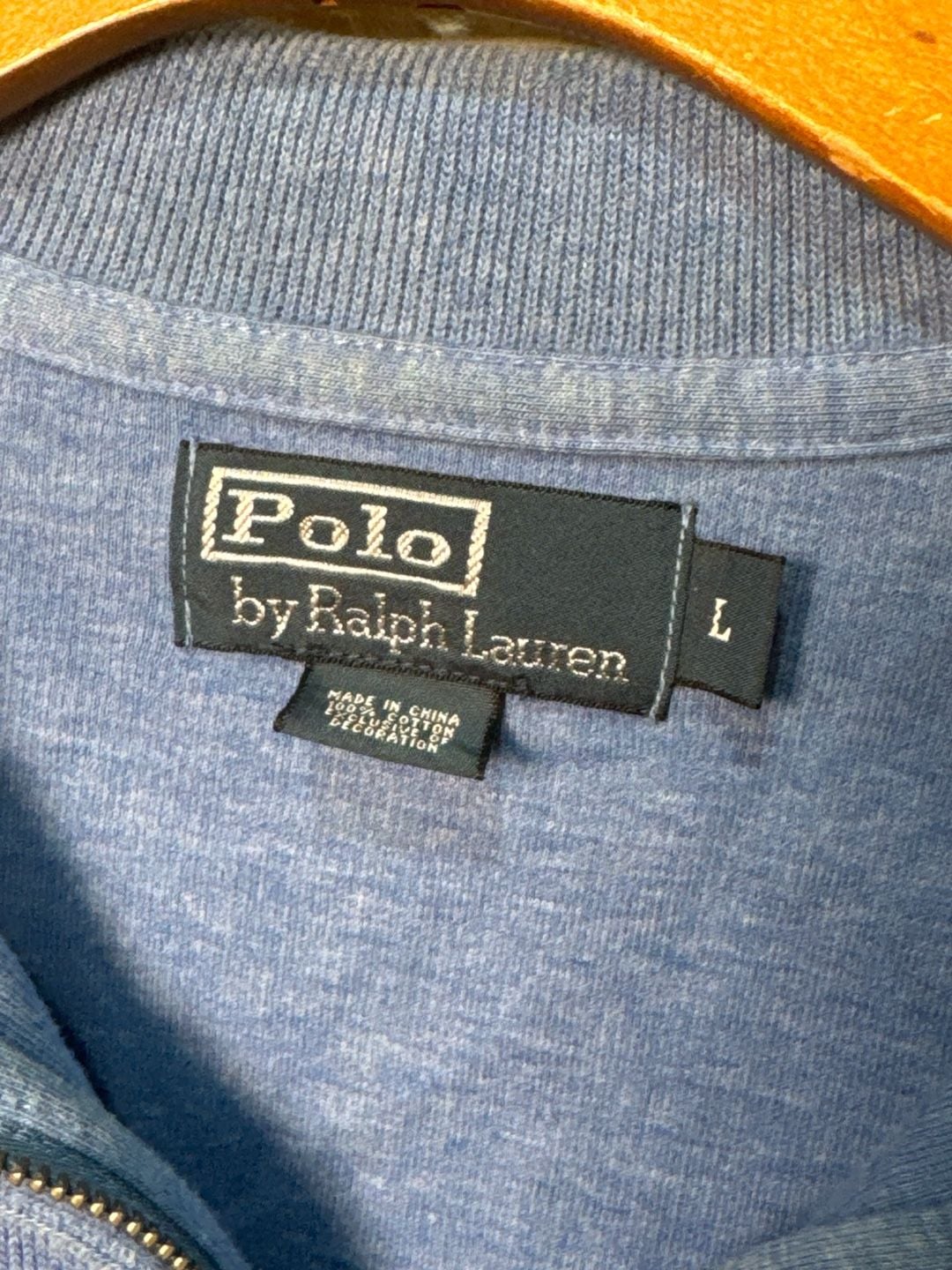 Polo Ralph Lauren 1/4 Zip Cotton Pullover Sweater Blue Size L Beater 3