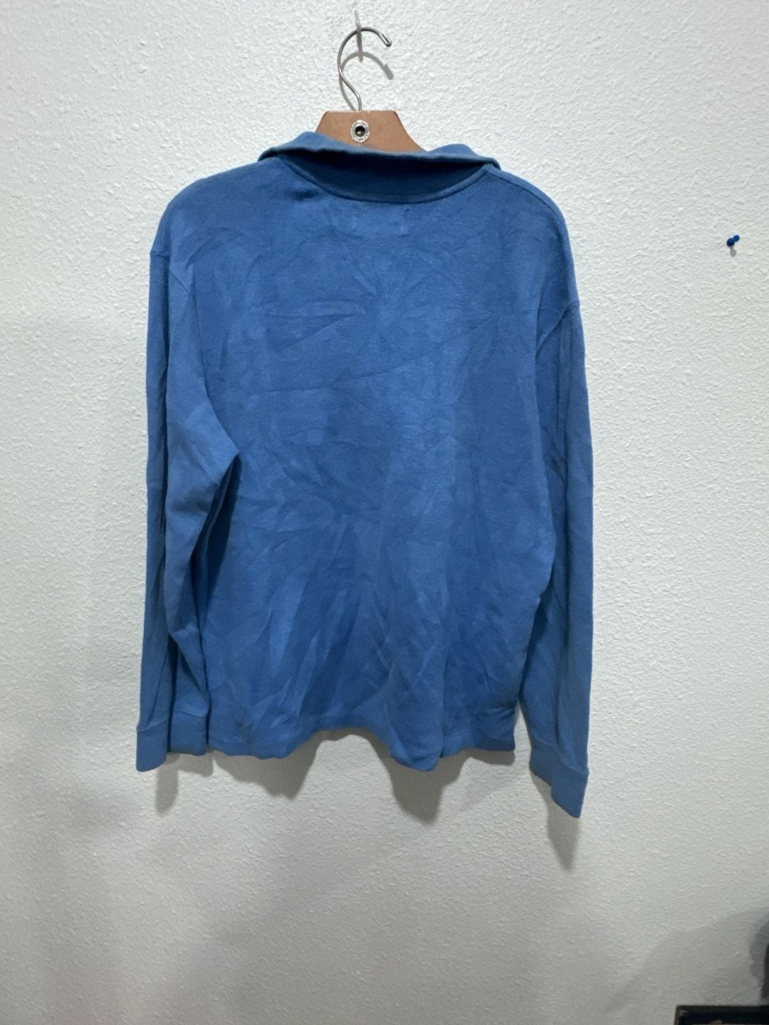 Polo Ralph Lauren 1/4 Zip Cotton Pullover Sweater Blue Size L Beater 7