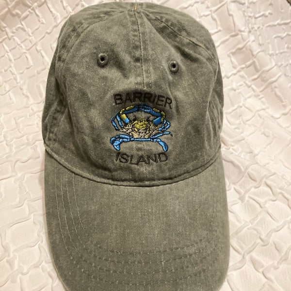 OTTO Barrier Island Blue Crab Embroidered Cotton Dad Hat Cap Green