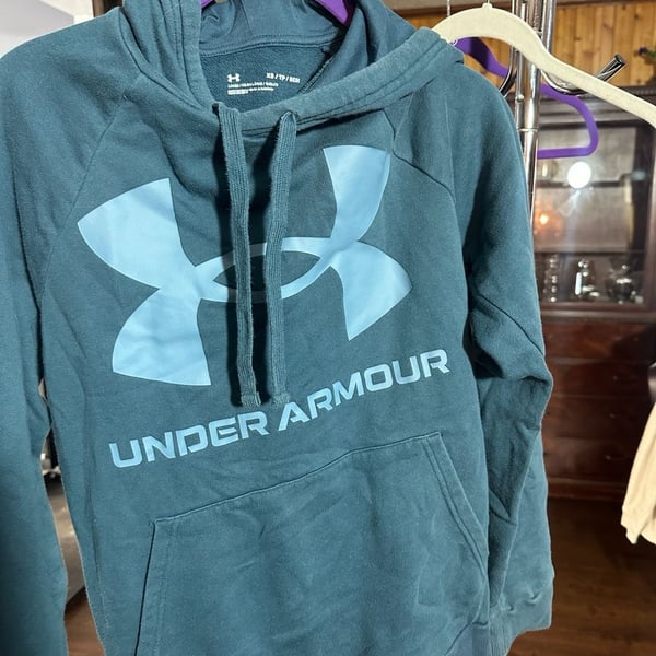Under Armour Big Logo Fleece Hoodie Teal Size XS