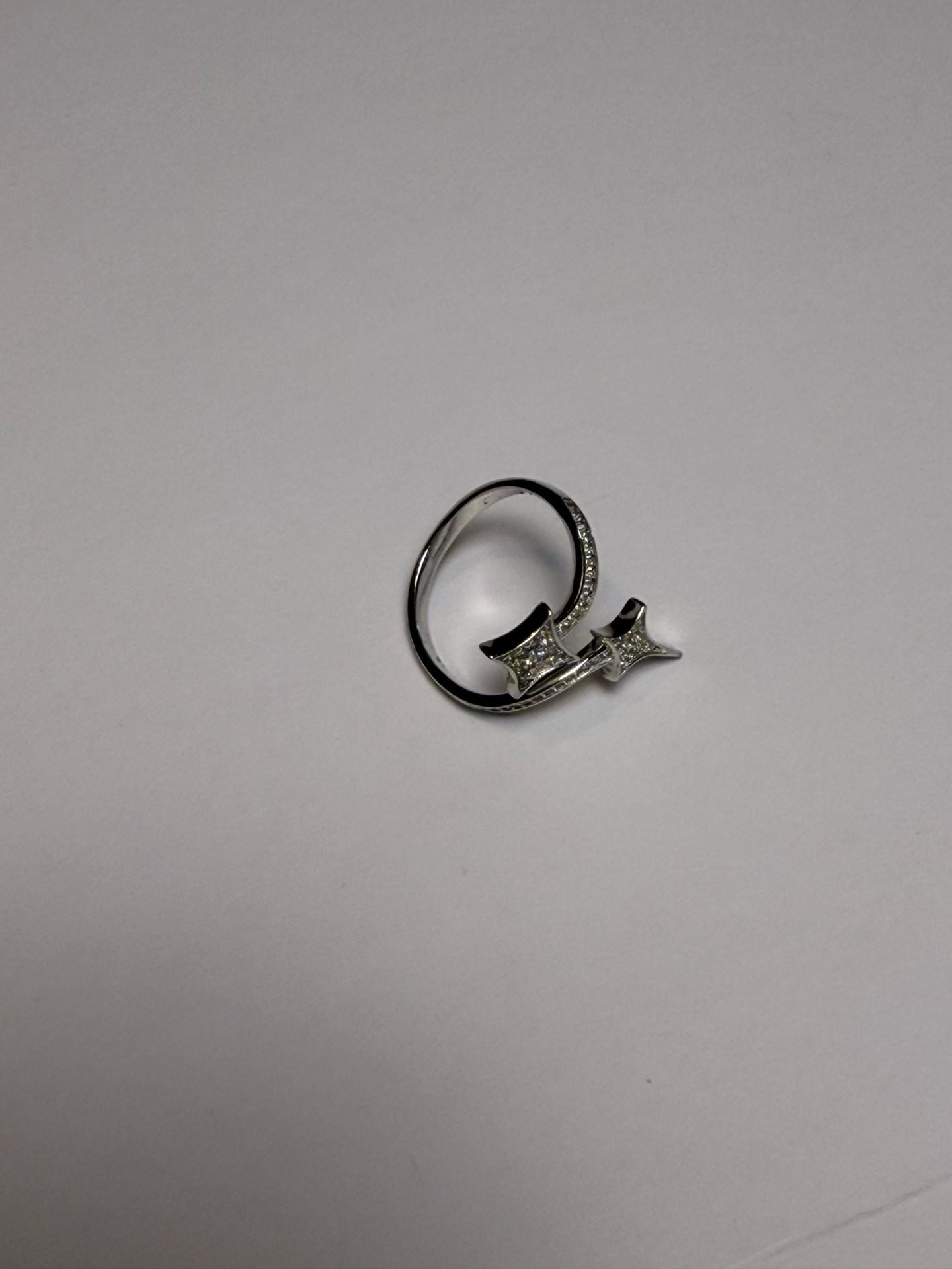 GLD Double Star Ring White Gold Plated Size 9 3
