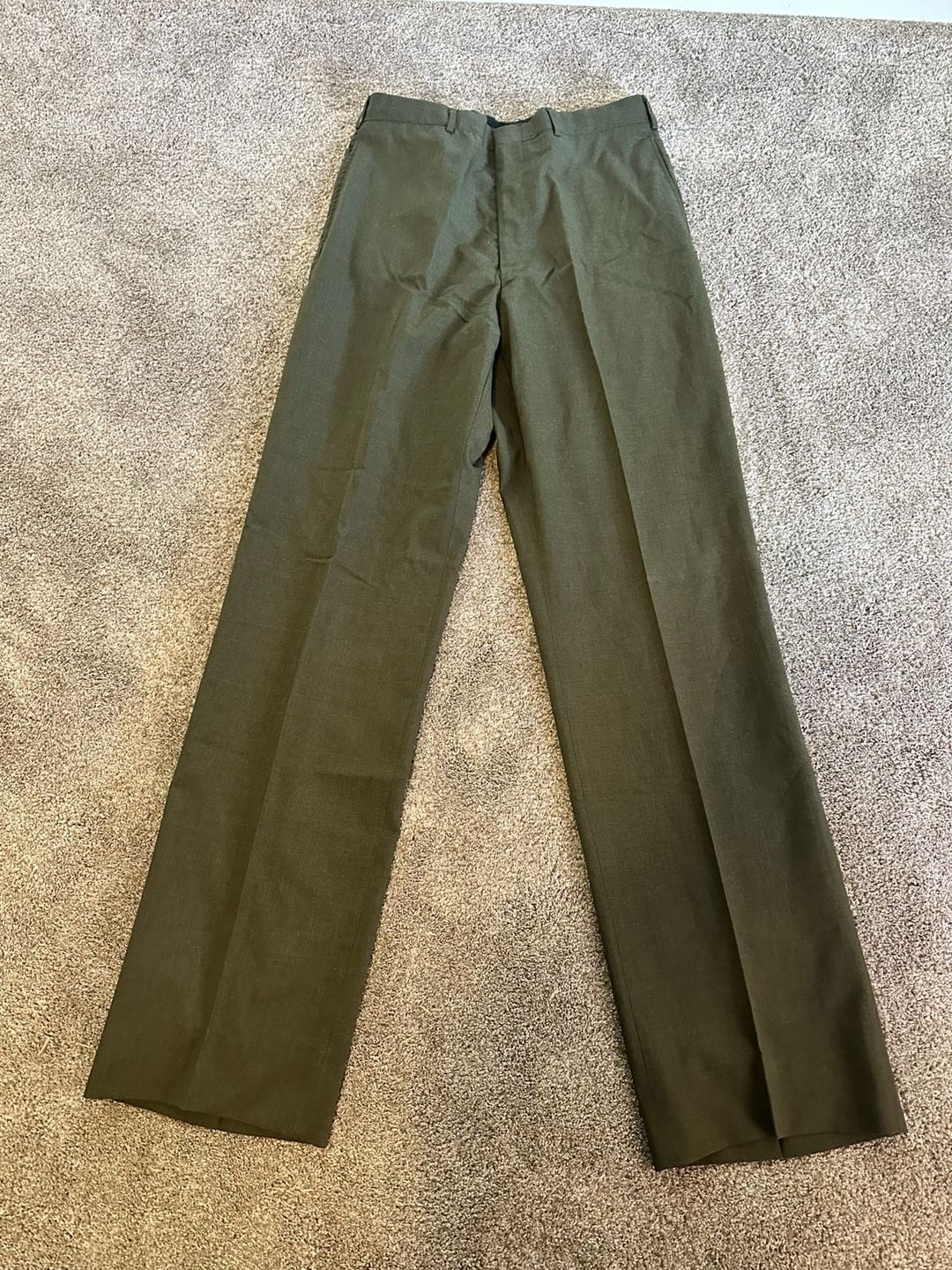 USMC Men's Poly/Wool Tropical Green Dress Trousers Green 34x36 2
