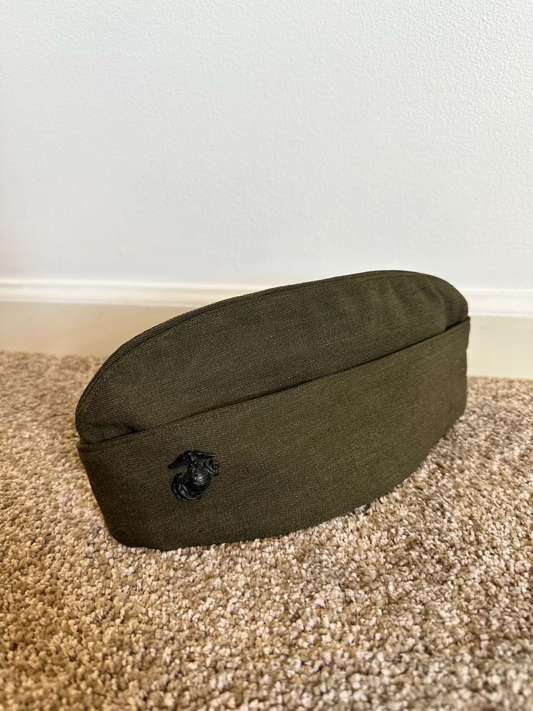 USMC Marine Corps Olive Drab Garrison Cap with EGA Pin 1