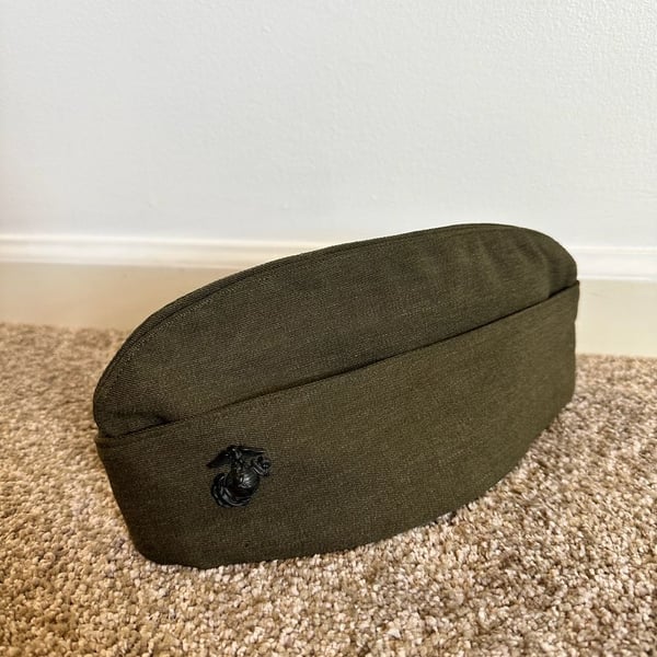 USMC Marine Corps Olive Drab Garrison Cap with EGA Pin