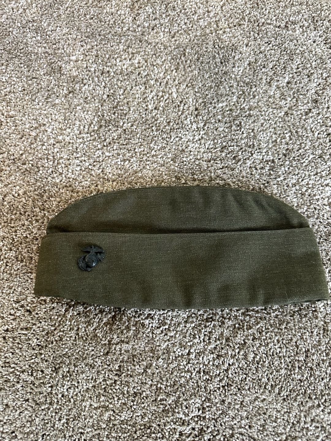 USMC Marine Corps Olive Drab Garrison Cap with EGA Pin 2