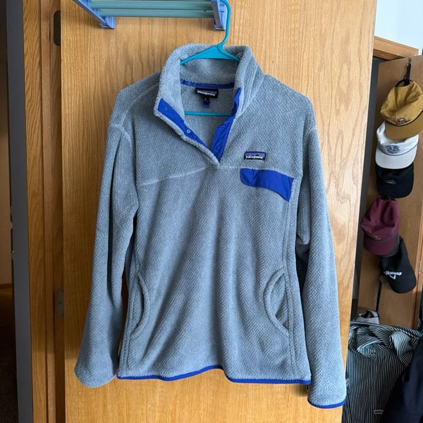 Patagonia Women's Re-Tool Snap-T Fleece Pullover Grey Blue Size XL