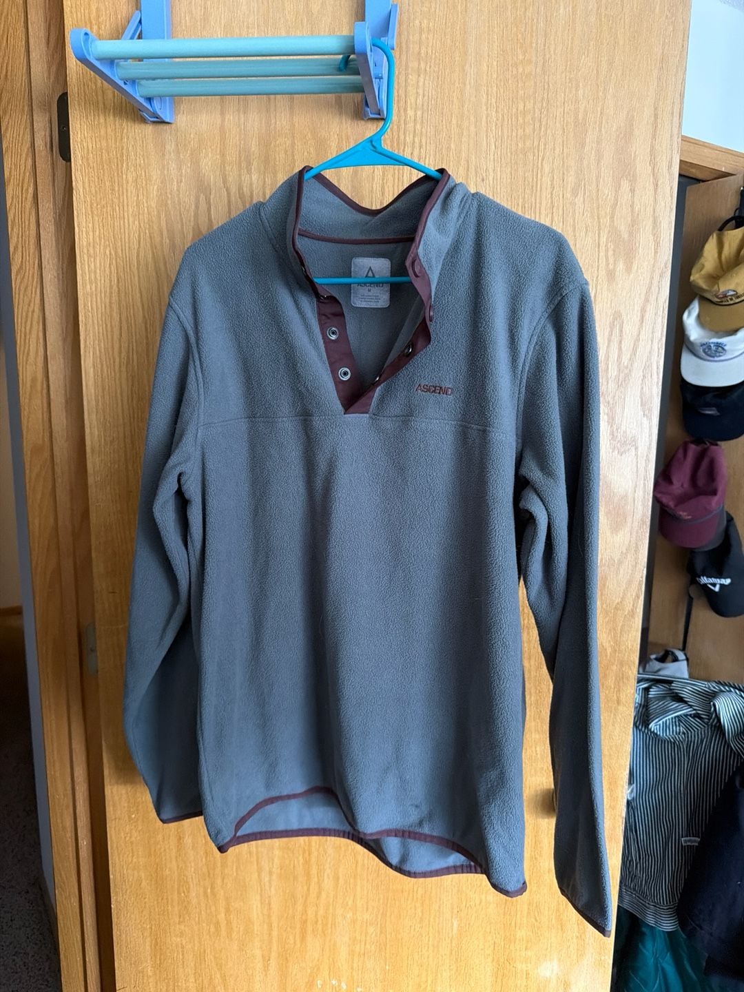Ascend Men's Snap-Button Fleece Pullover Grey Size M 2