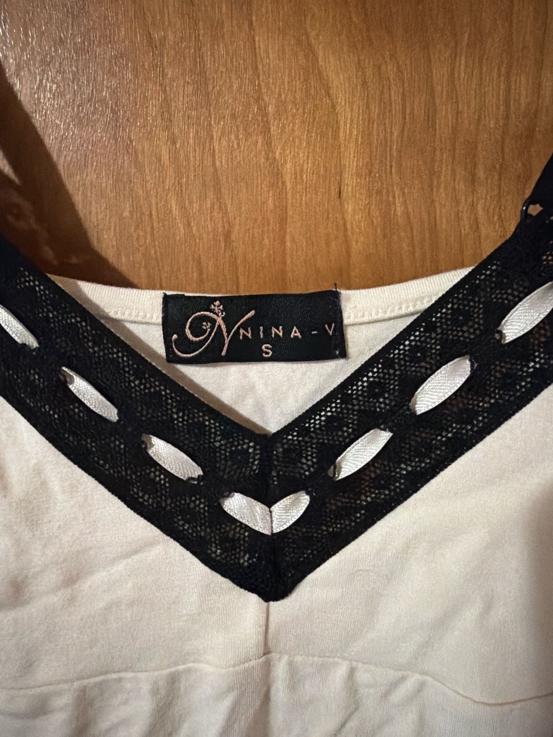 Nina-V White Lace Trim Ribbon Mini Dress Size S 3