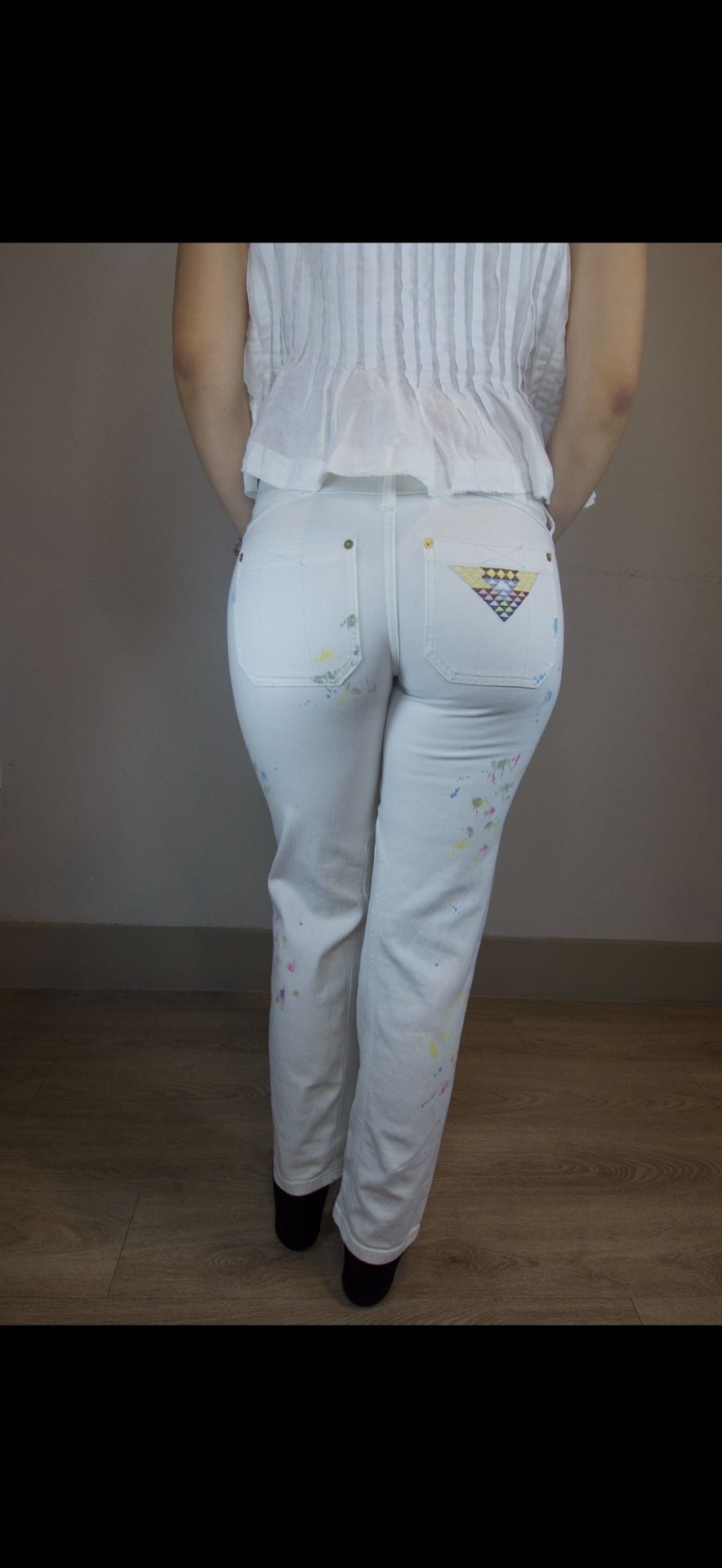Pilcro by Anthropologie Paint Splatter Patched Carpenter Pants Size 26 4
