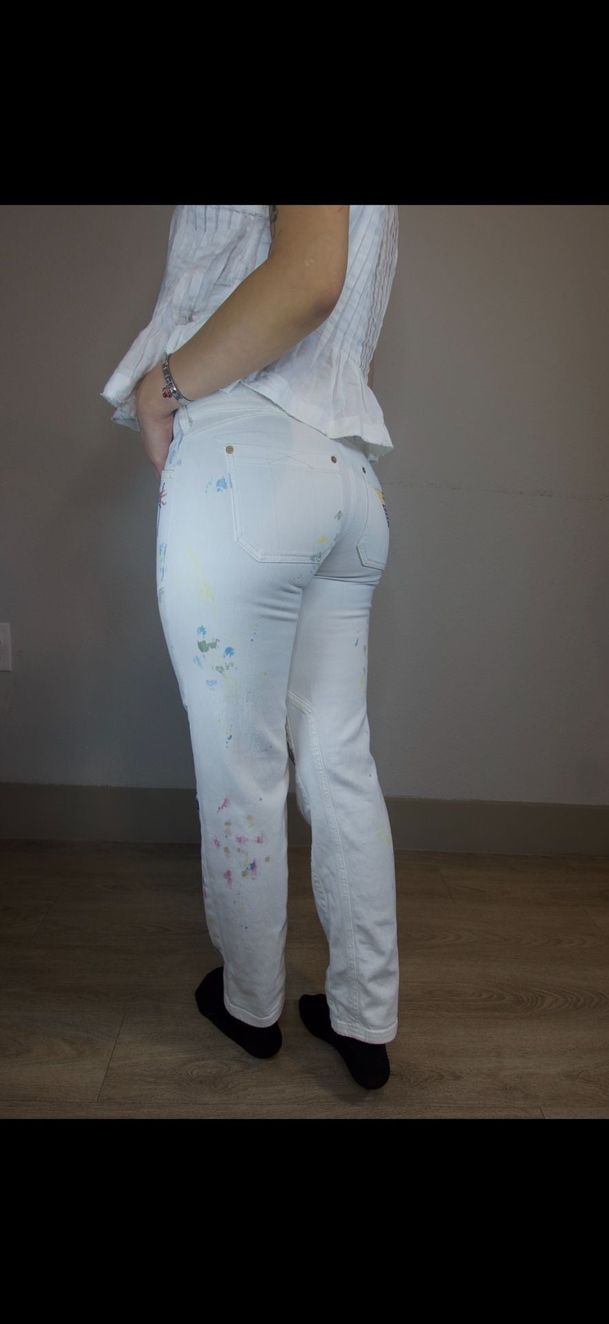 Pilcro by Anthropologie Paint Splatter Patched Carpenter Pants Size 26 5