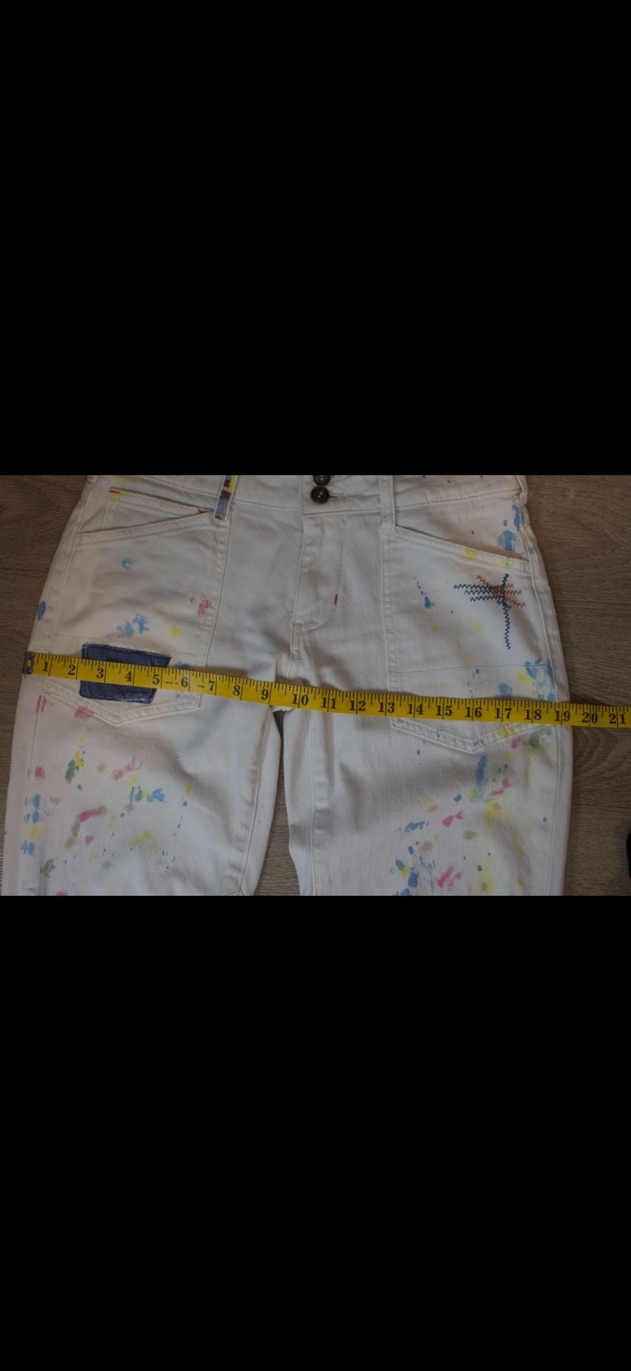 Pilcro by Anthropologie Paint Splatter Patched Carpenter Pants Size 26 9