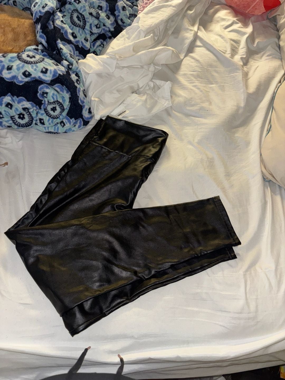 Black Faux Leather High Waisted Leggings Size XXL 1