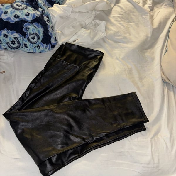 Black Faux Leather High Waisted Leggings Size XXL