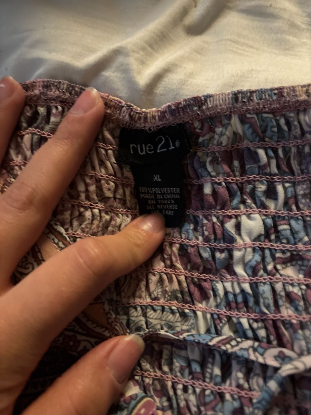 rue21 Paisley Smocked Long Sleeve Crop Top Size XL 2