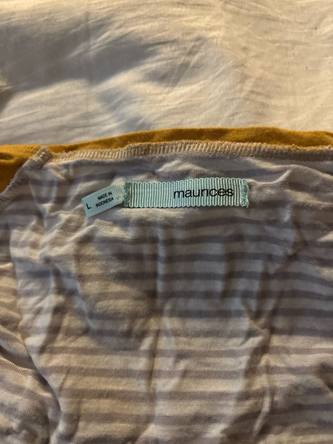 Maurices Striped Raglan Baseball Tee Yellow & Grey Size L 1