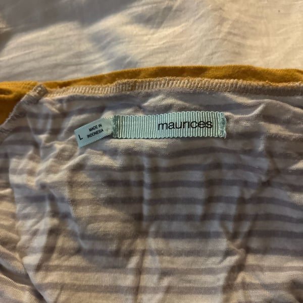 Maurices Striped Raglan Baseball Tee Yellow & Grey Size L