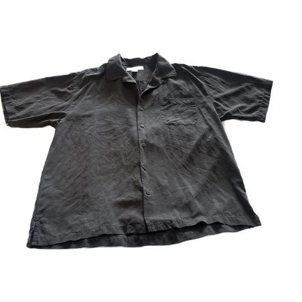 Tommy Bahama 100% Silk Short Sleeve Camp Shirt Black Size L
