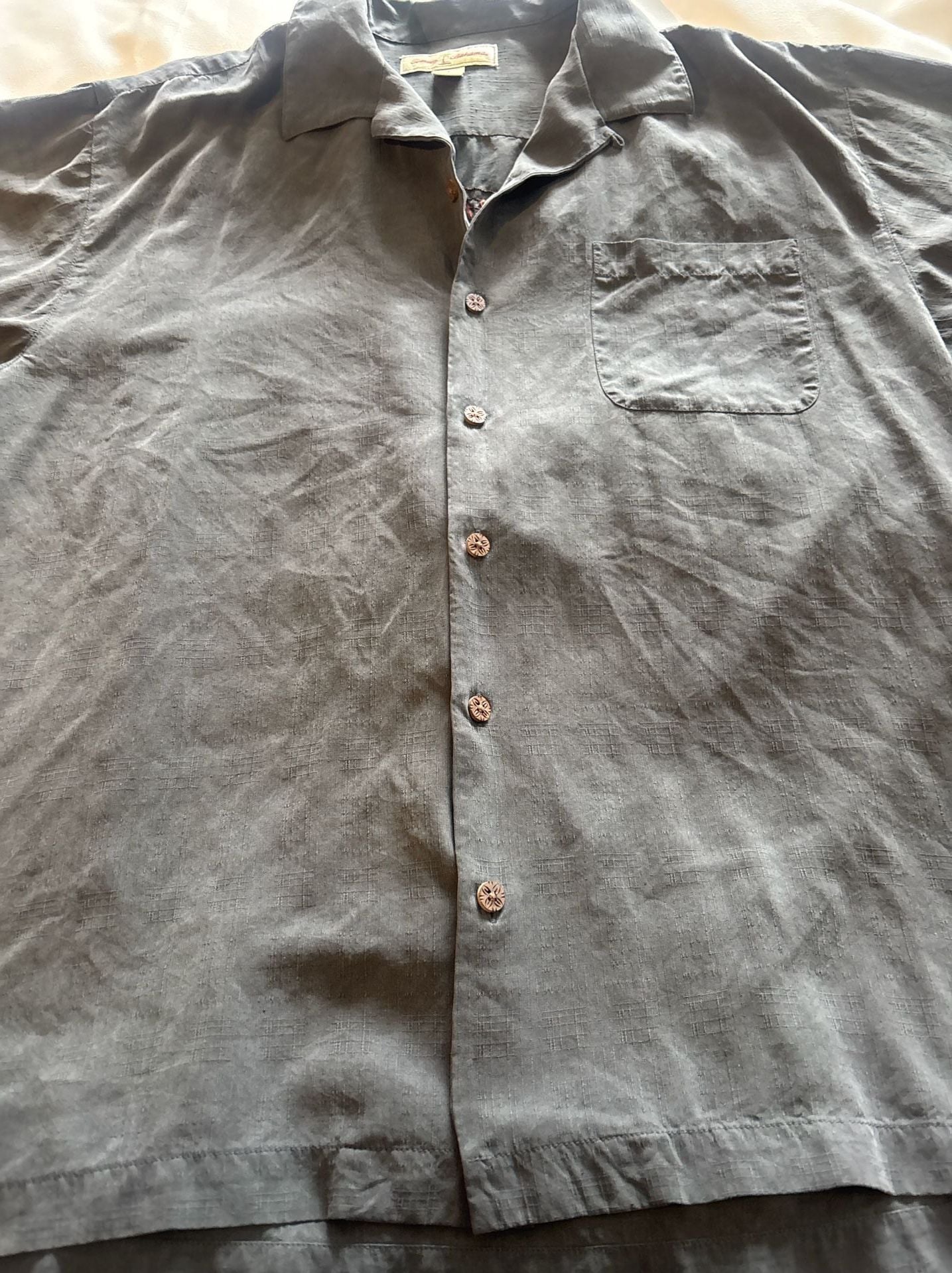 Tommy Bahama 100% Silk Short Sleeve Camp Shirt Black Size L 7