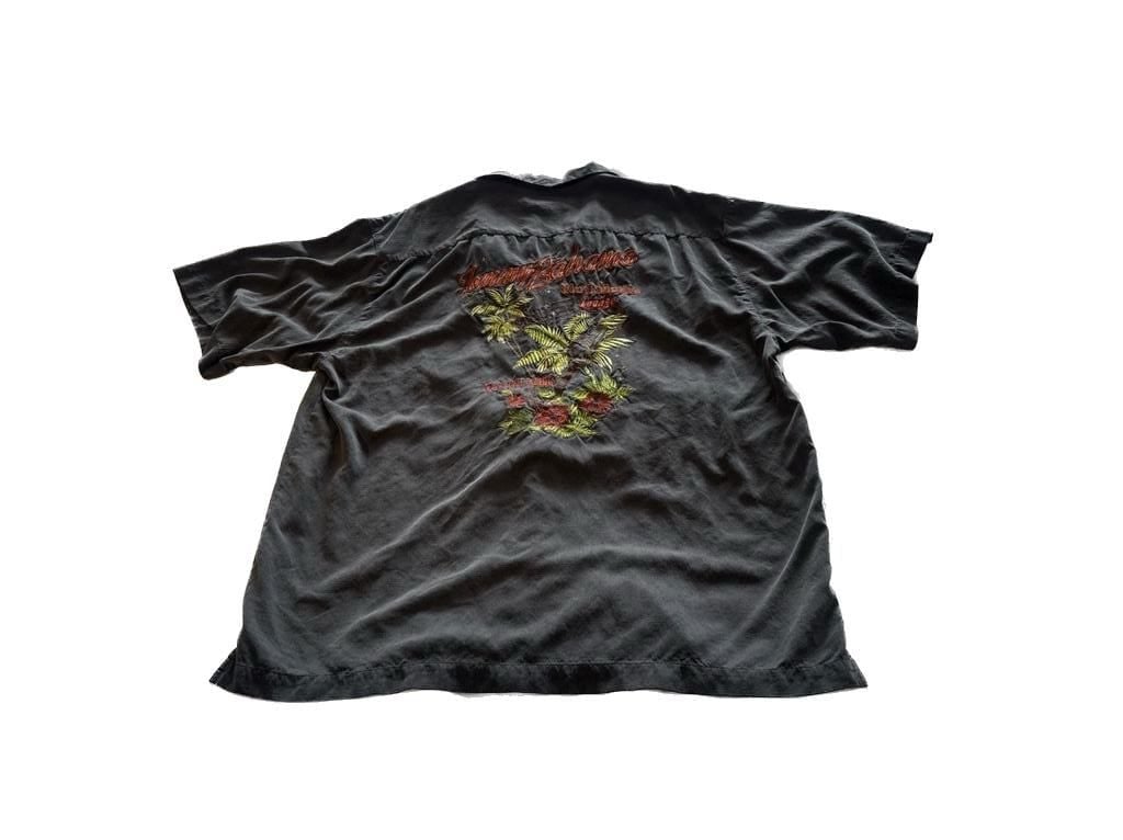 Tommy Bahama 100% Silk Short Sleeve Camp Shirt Black Size L 13