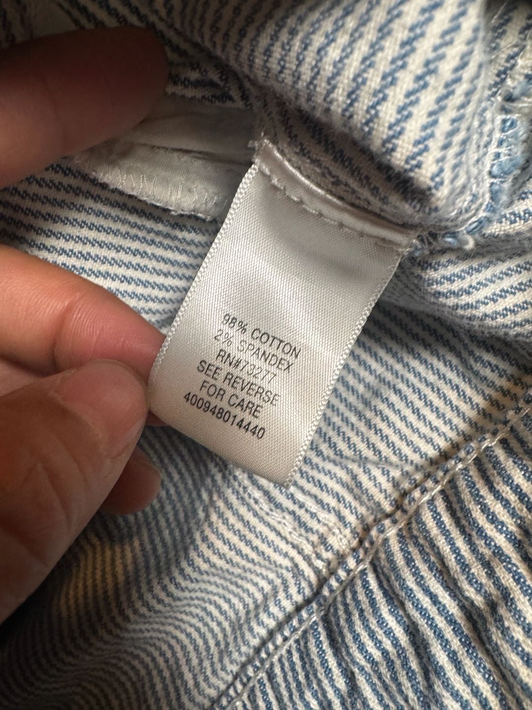Elle Jacket Blue Striped Light Denim 6-Button Cropped Jean Jacket Size XL 3
