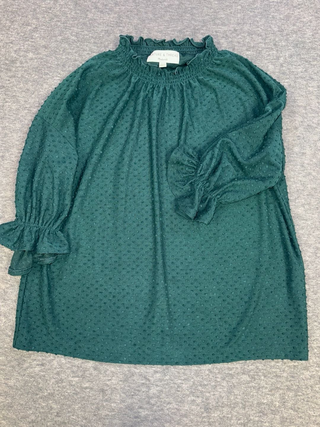 Madewell Texture & Thread Clip Dot Smocked Neck Top XXS 3