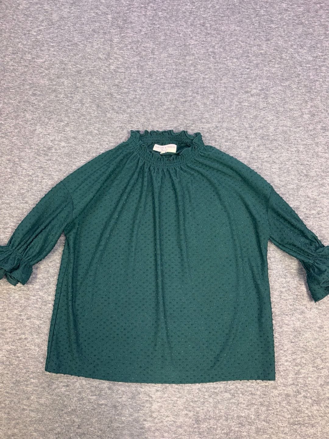 Madewell Texture & Thread Clip Dot Smocked Neck Top XXS 4