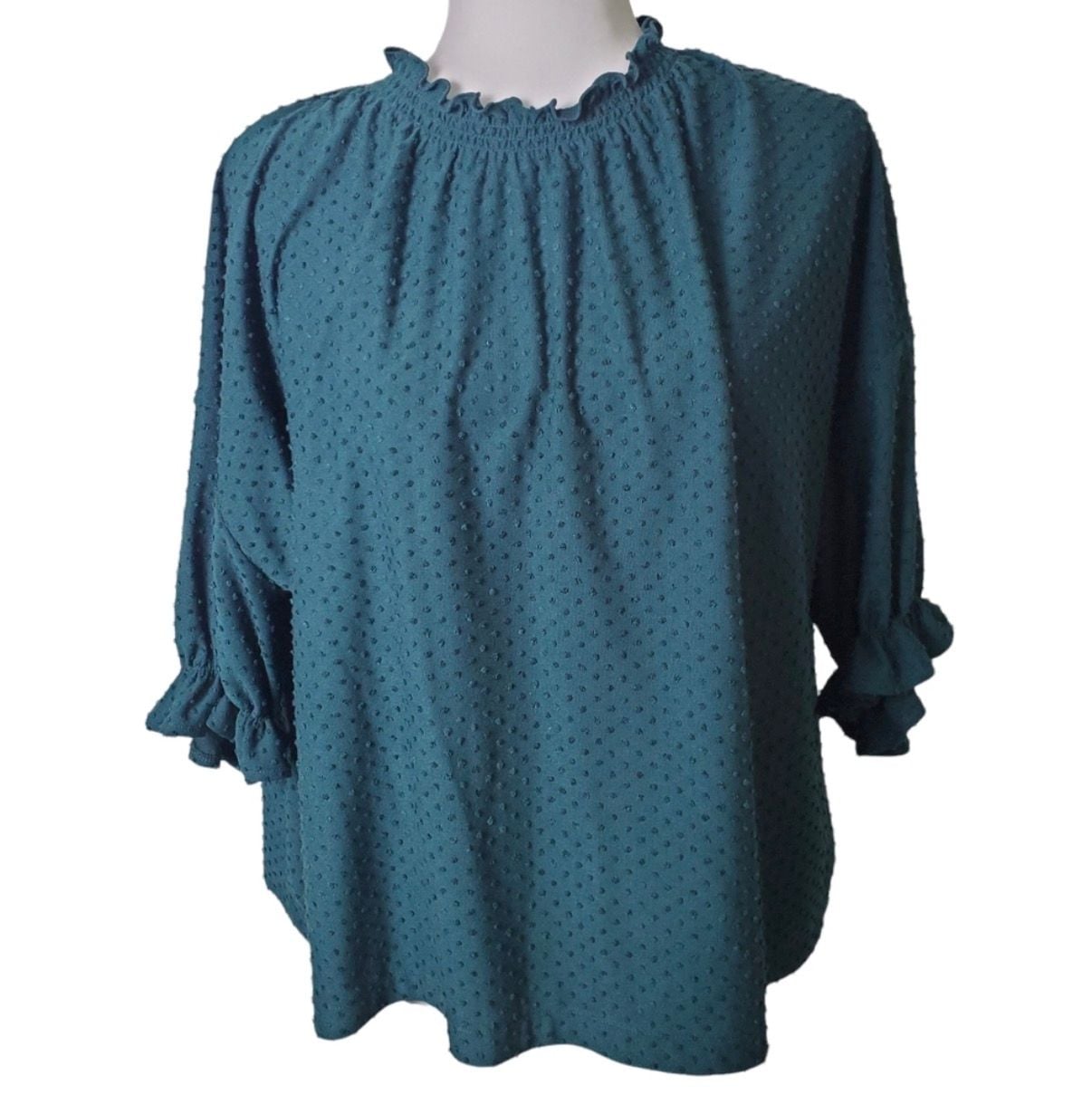 Madewell Texture & Thread Clip Dot Smocked Neck Top XXS 2