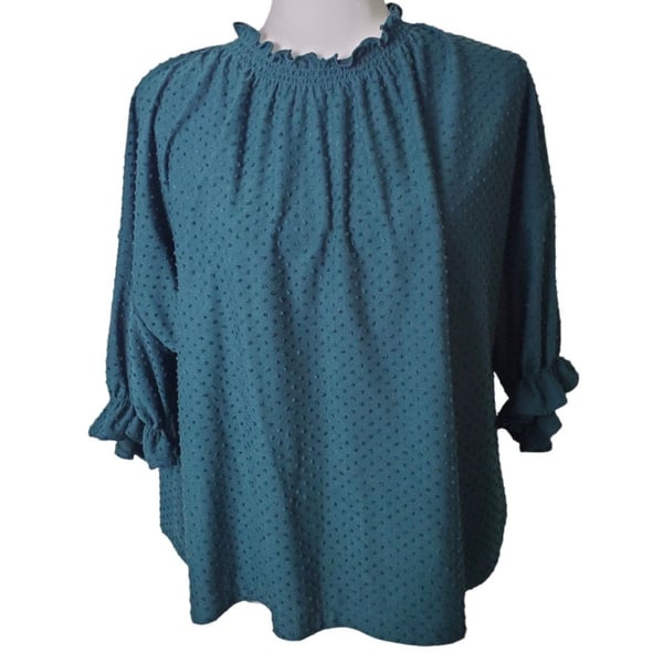Madewell Texture & Thread Clip Dot Smocked Neck Top XXS
