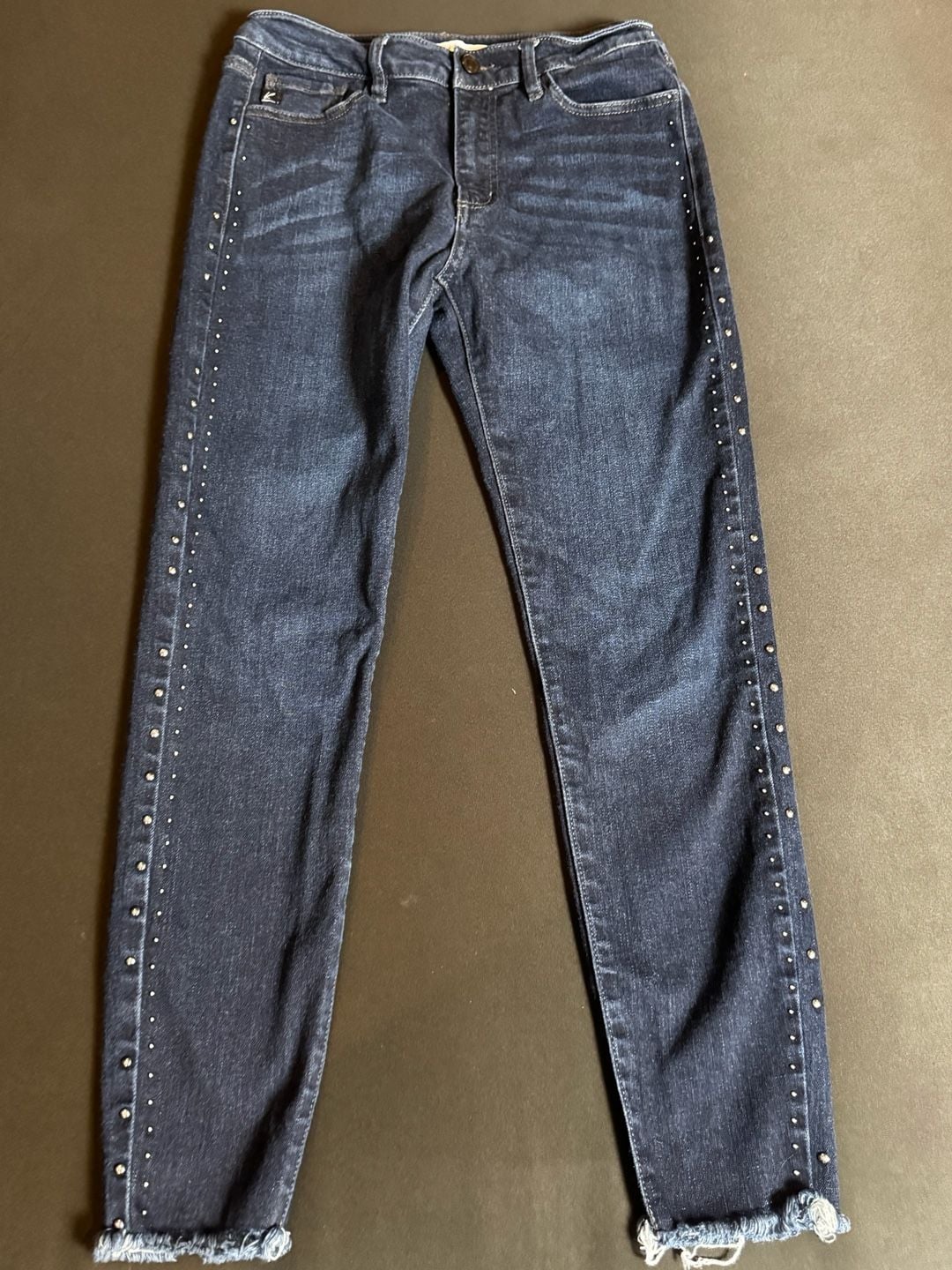 Kancan Studded Side Skinny Jeans Size 9/28 Raw Hem KC7134D 2