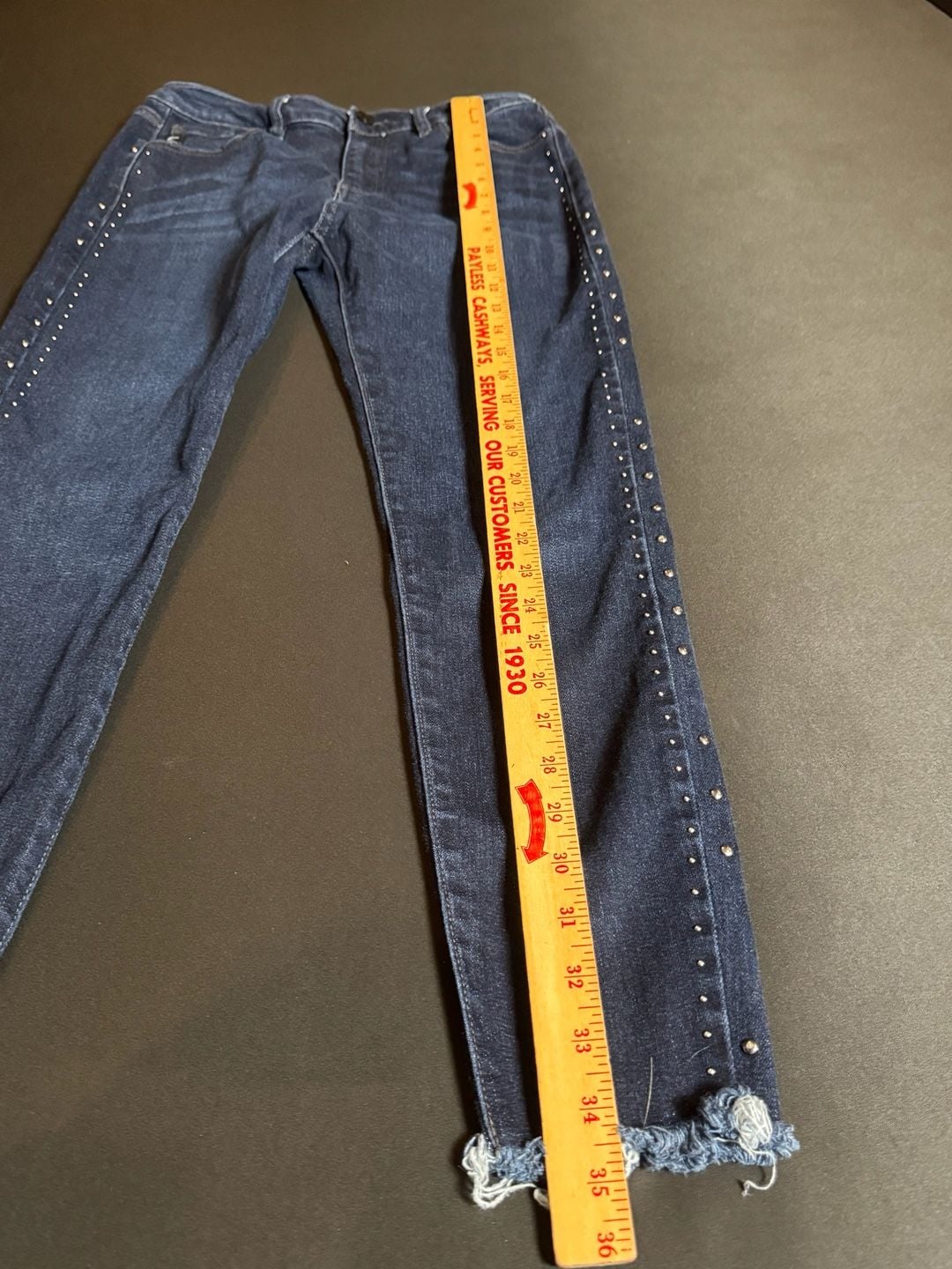 Kancan Studded Side Skinny Jeans Size 9/28 Raw Hem KC7134D 5