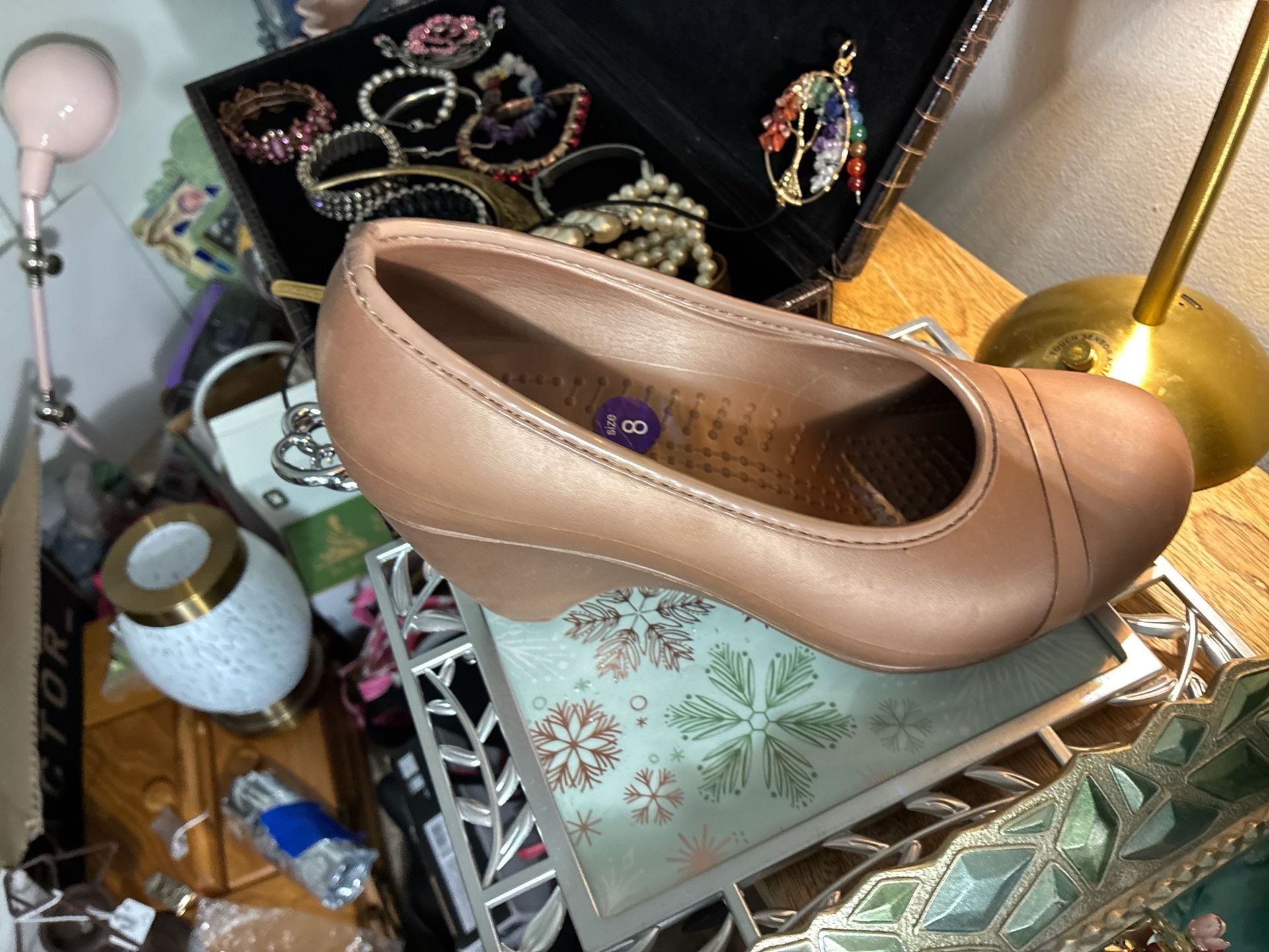 Crocs Cap Toe Wedge Bronze Tan Shoes Size 8 4