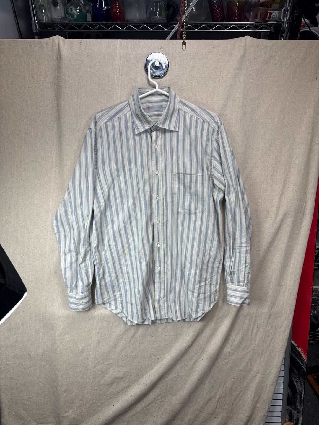 Missoni Blue Striped Long Sleeve Button Down Shirt Size M 2