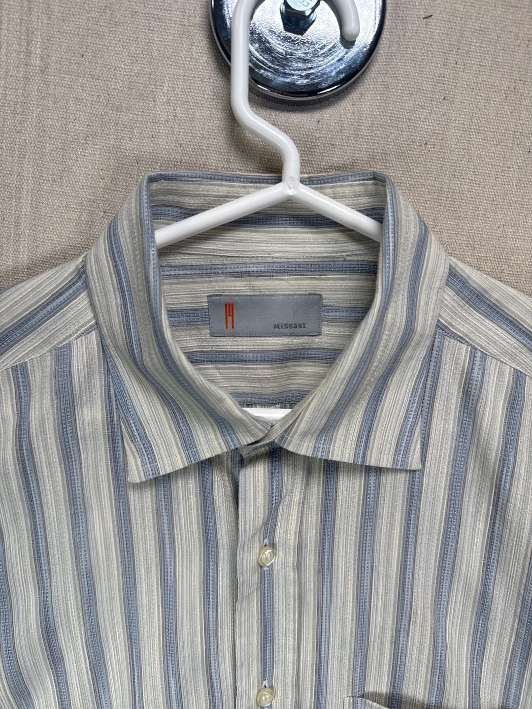 Missoni Blue Striped Long Sleeve Button Down Shirt Size M 3