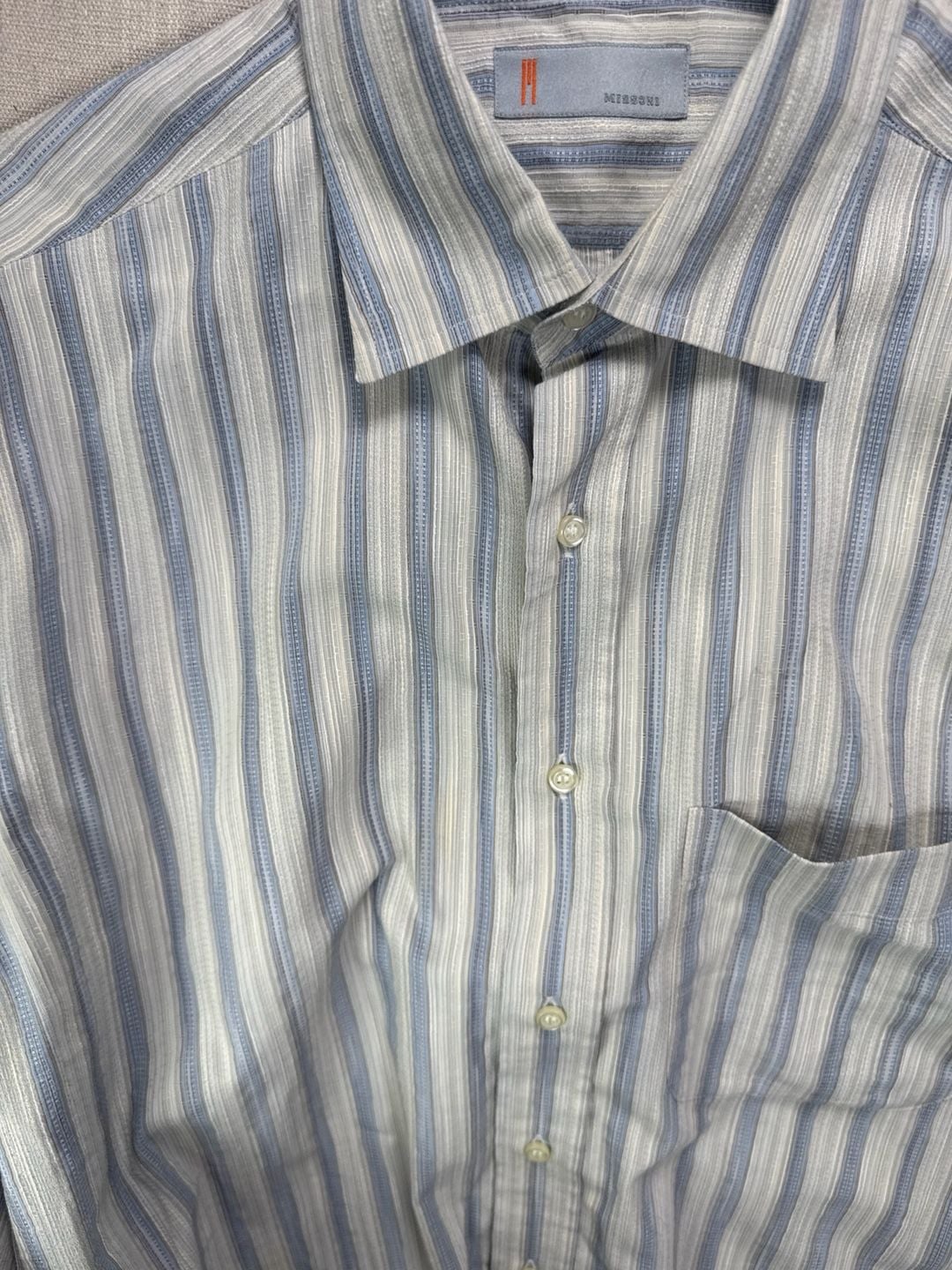 Missoni Blue Striped Long Sleeve Button Down Shirt Size M 7