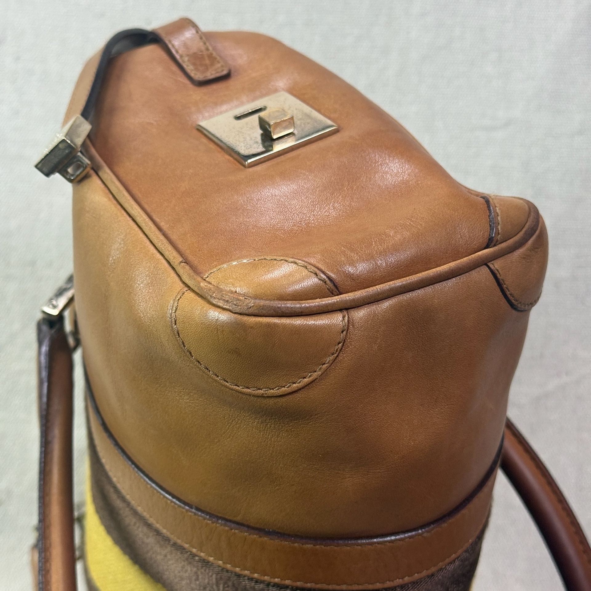Vintage Gucci Sherry Line Leather Boston Bag Tan Brown 12