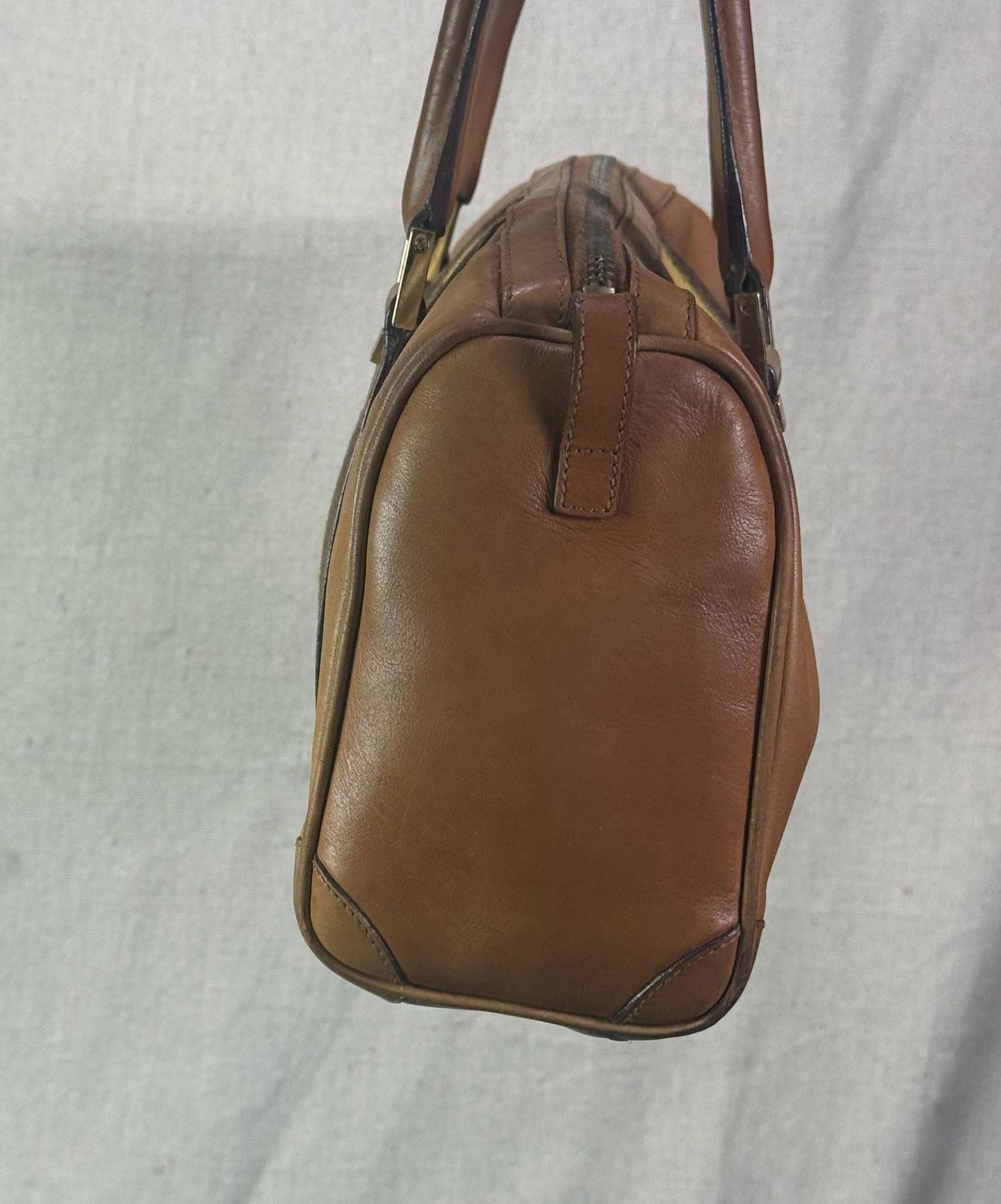 Vintage Gucci Sherry Line Leather Boston Bag Tan Brown 4