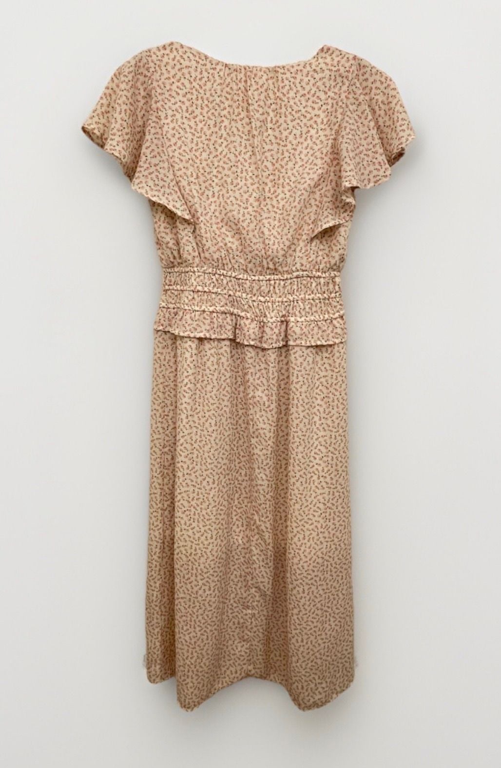 Floral Flutter Sleeve Smocked Waist Midi Dress Size S Feminine Spring Wedding Cottage Core Vibes 3