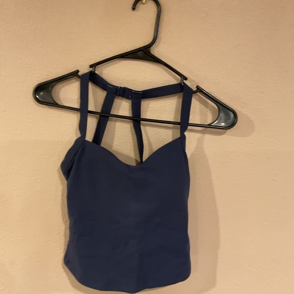 Pushing Limits Twist Back Tank Top Navy Blue