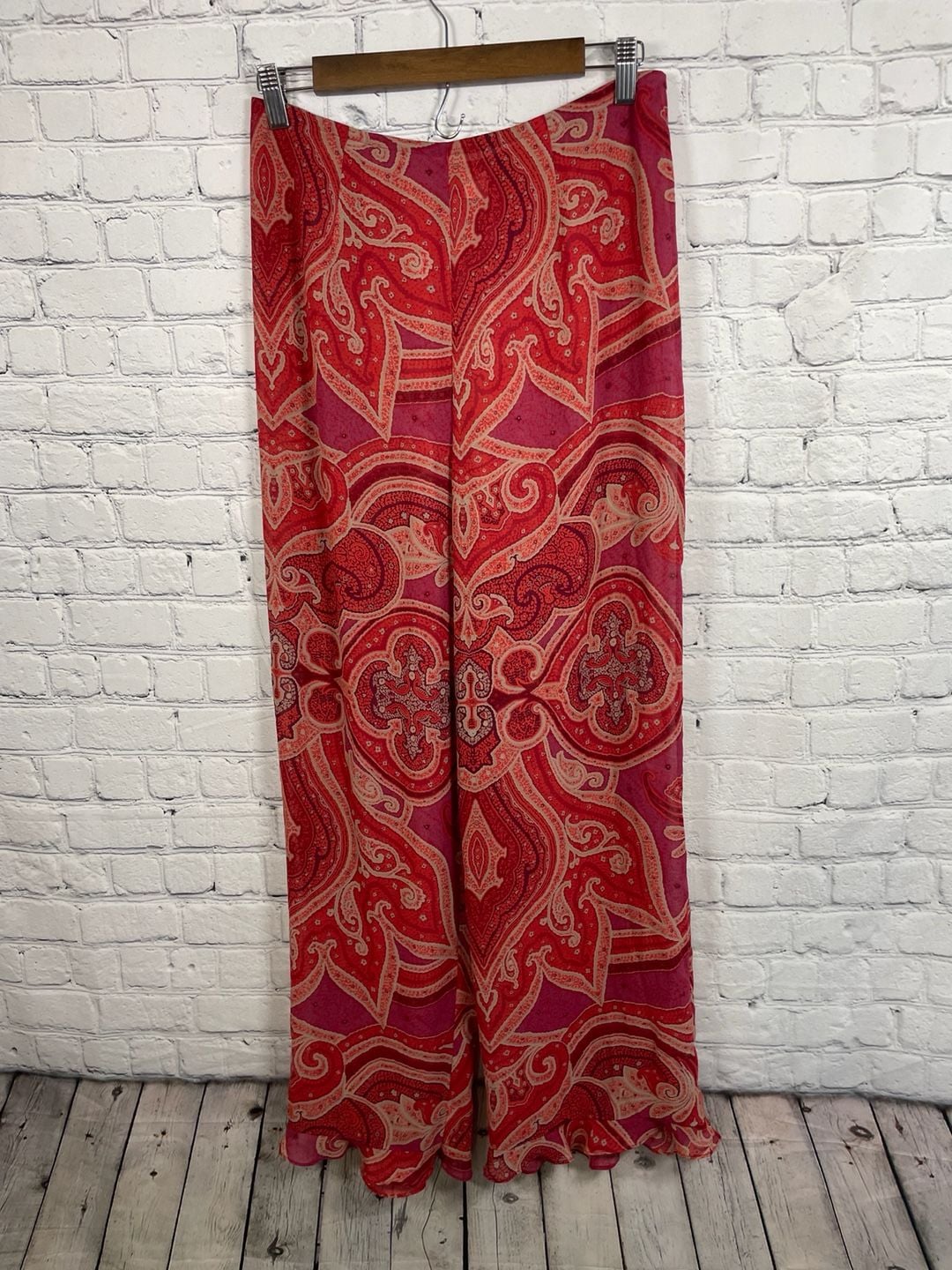 VTG Victoria's Secret Red Paisley Ruffle Peplum Beach Cover Up/Pajama Set Size M 4