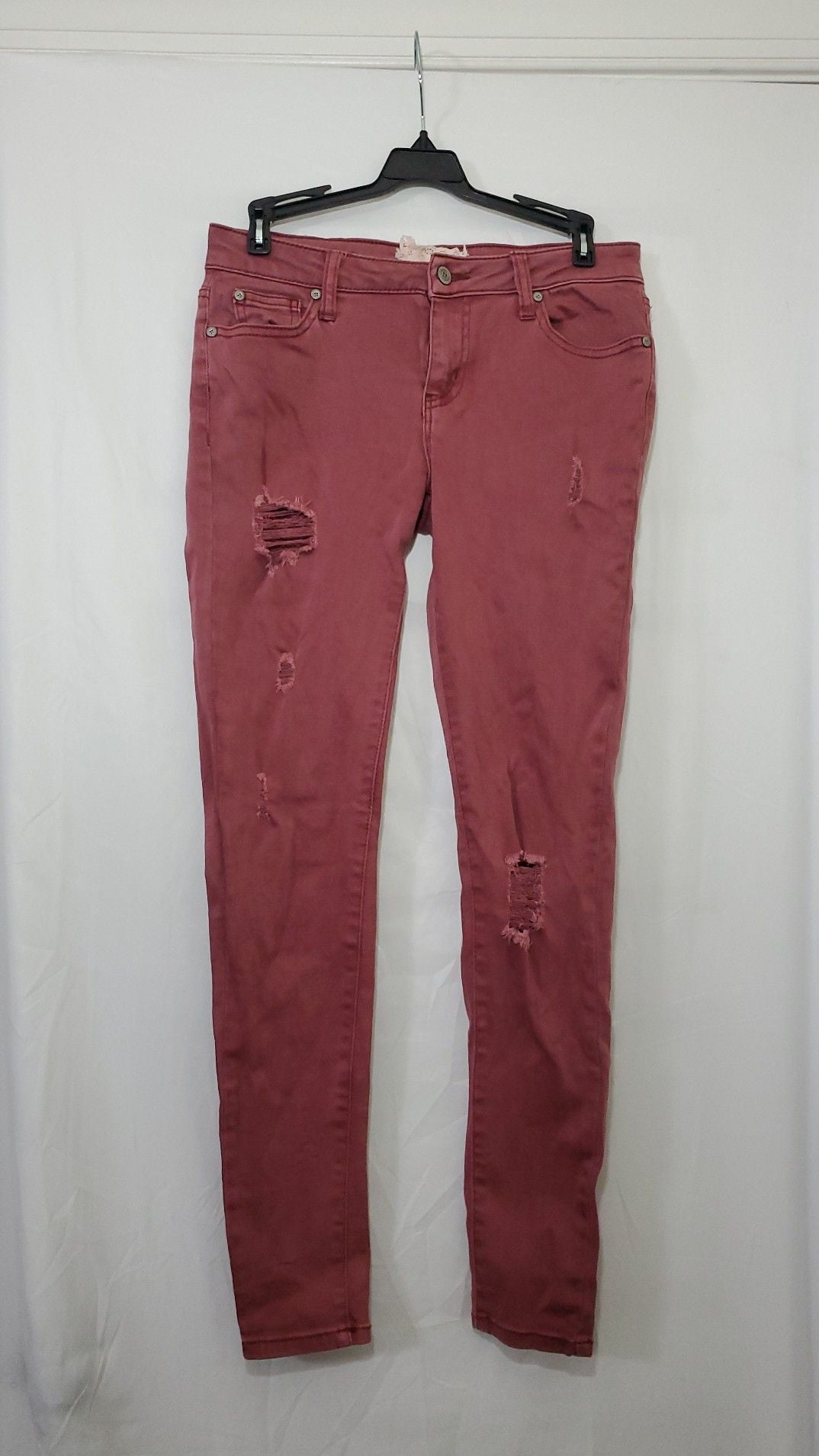 Altar'd State Distressed Skinny Jeans Maroon Size 27/S 2