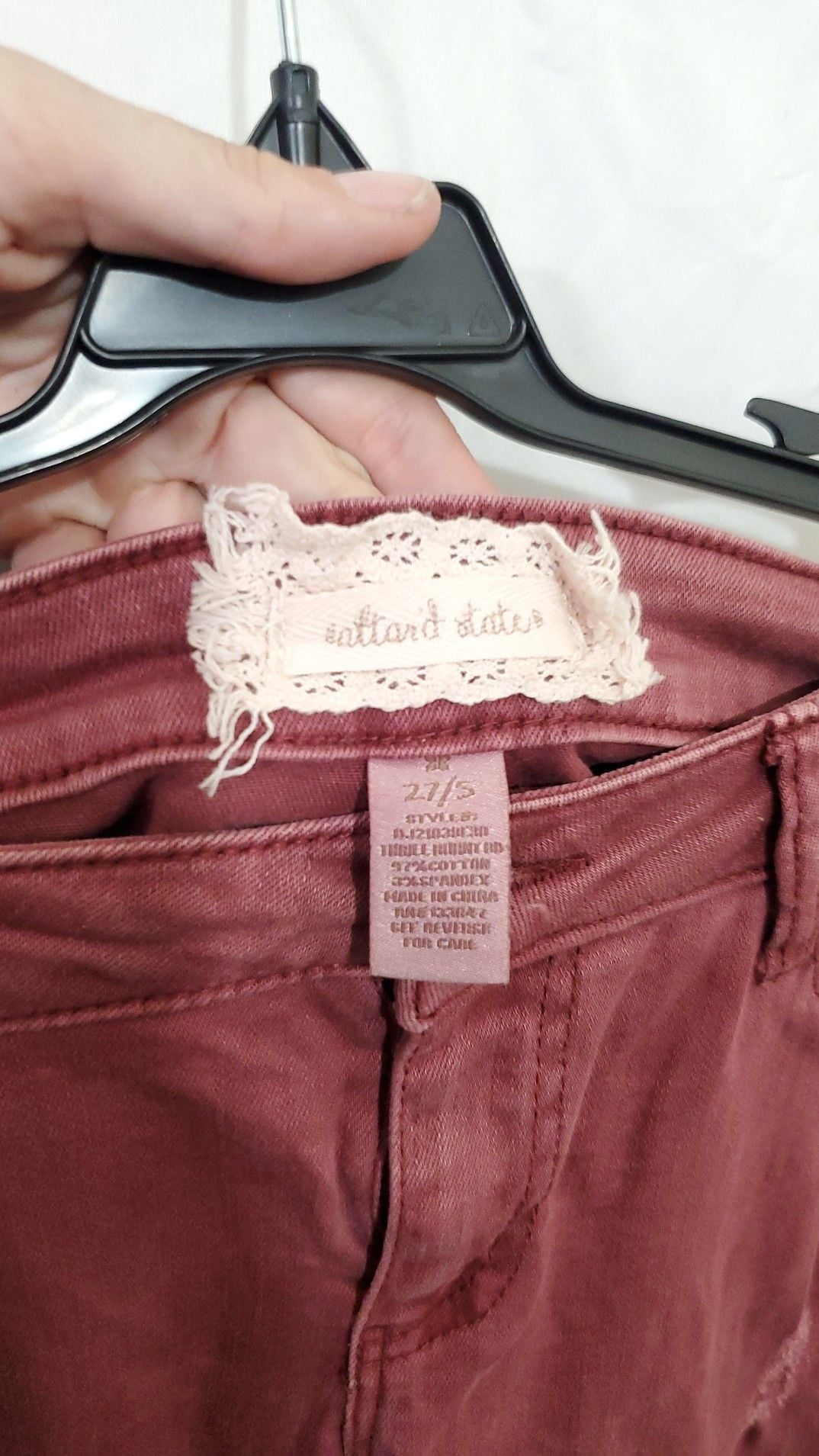 Altar'd State Distressed Skinny Jeans Maroon Size 27/S 4