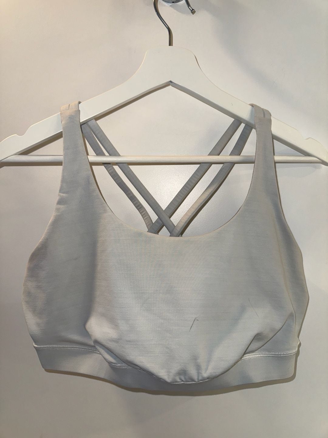 Lululemon Energy Bra Light Gray Strappy Back 1