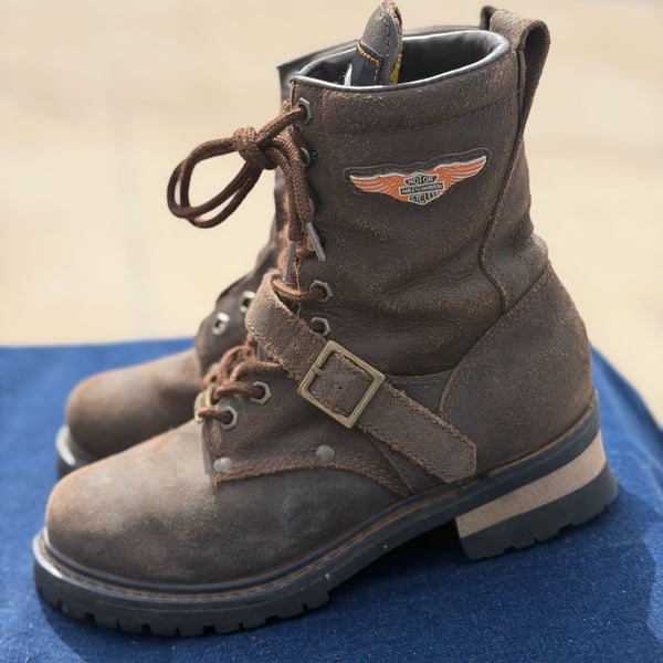 Harley-Davidson Women's Brown Suede Buckle Lace-Up Riding Boots Size 8 Style 28771