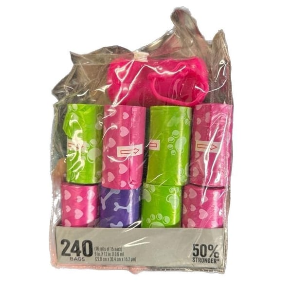 Ruffin It Extra Heavy Weight Pet Waste Bags, 240 Count (16 Rolls) with Dispenser