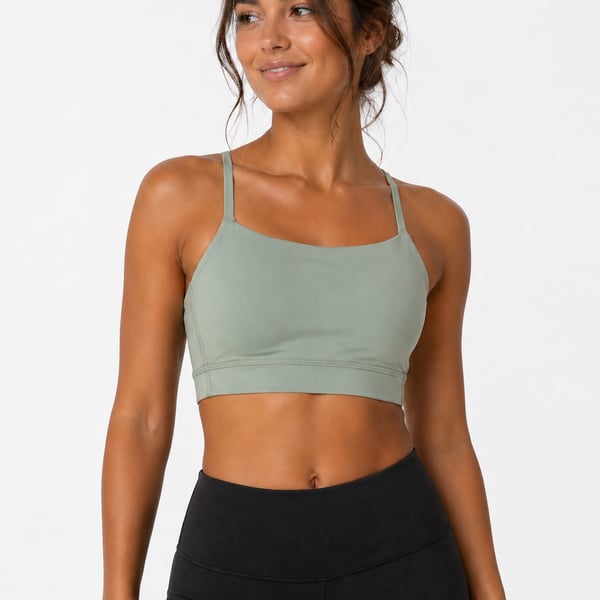 Yunoga Women's Criss Cross Back Padded Sports Bra Sage Green