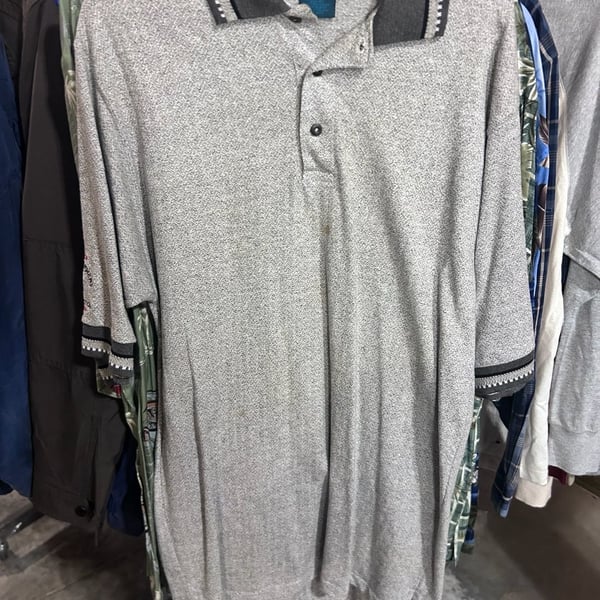 Vintage Dunbrooke Club Collection Grey Textured Polo Shirt Size L Made in USA